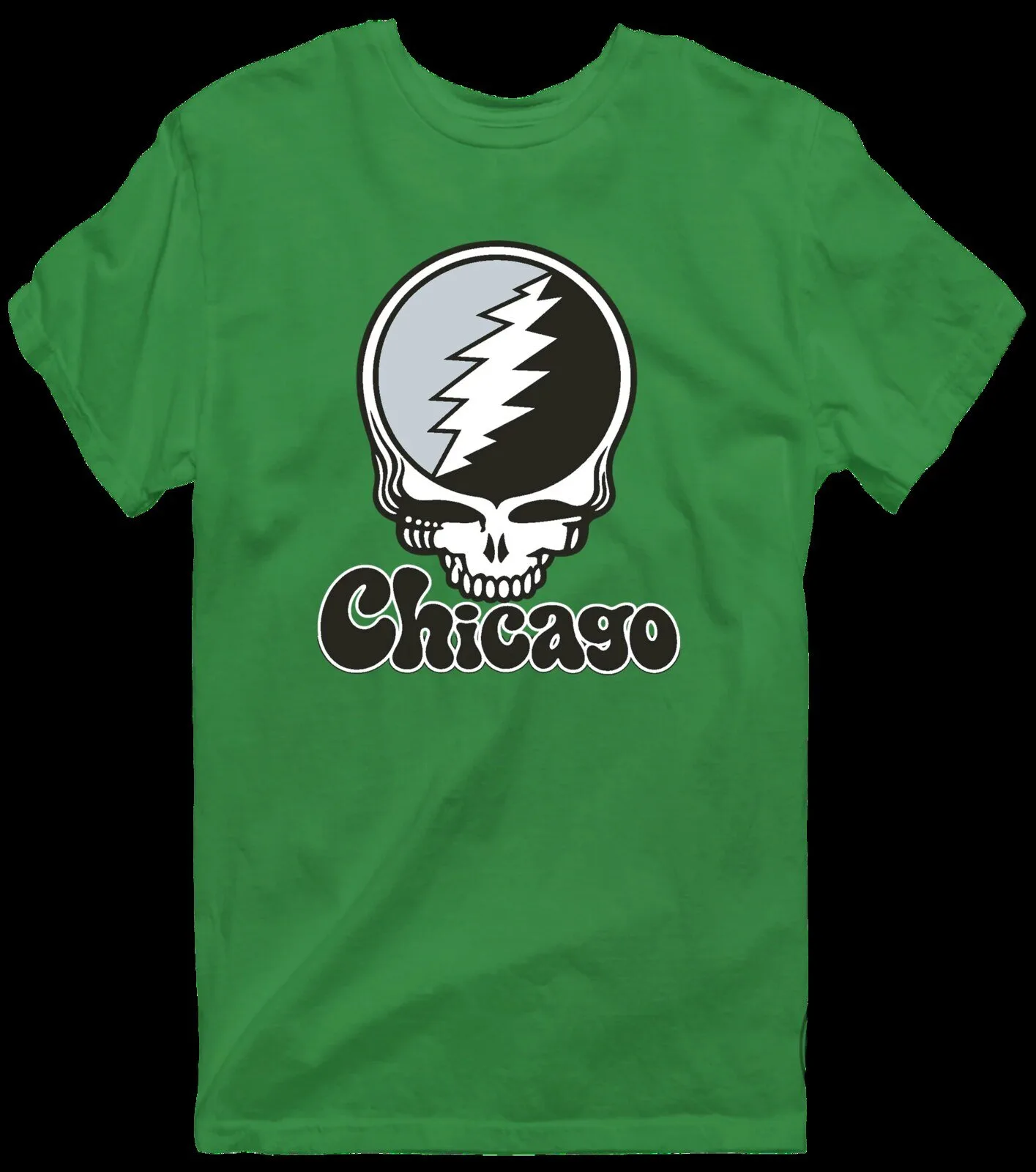 Grateful Dead Chicago Stealie Skull Logo Music Fan White T-Shirt 28 Grateful Dead Chicago Stealie Skull Logo Music Fan White T-Shirt