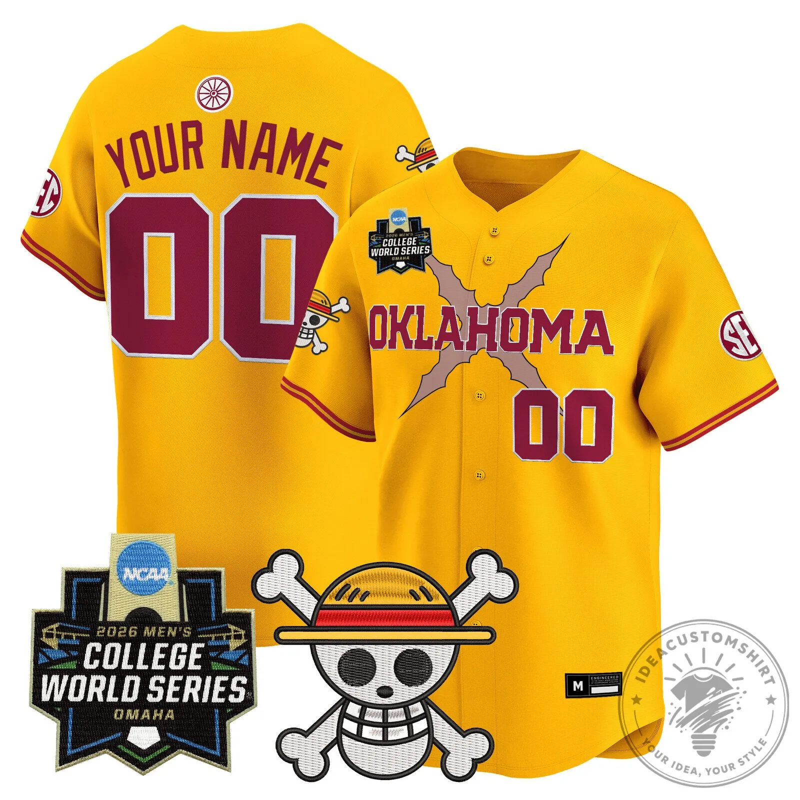 2026 College World Series One Piece Baseball Jersey - Oklahoma Sooners