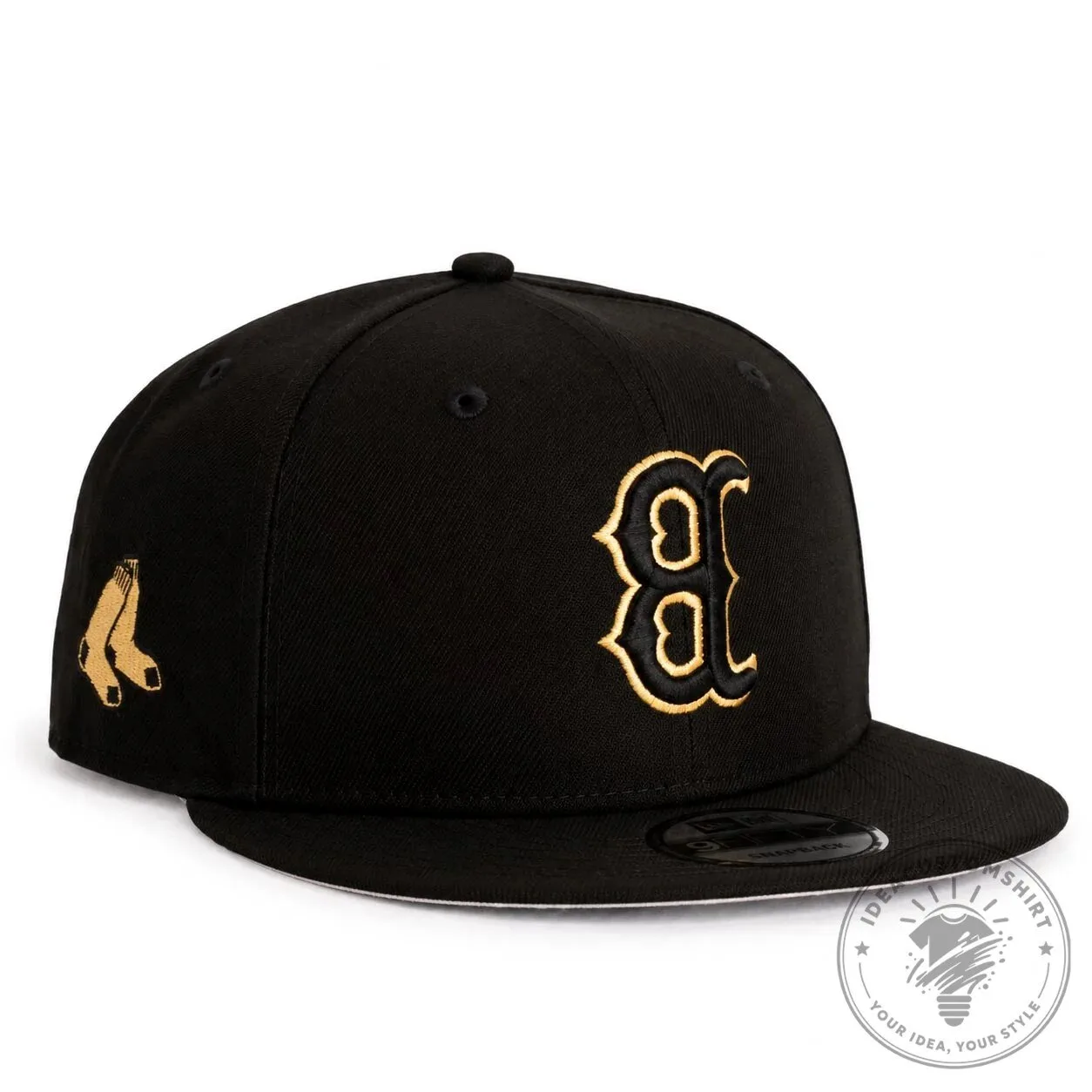 Boston Red Sox MLB Black and Gold Embroidered Baseball Snapback Cap Hat
