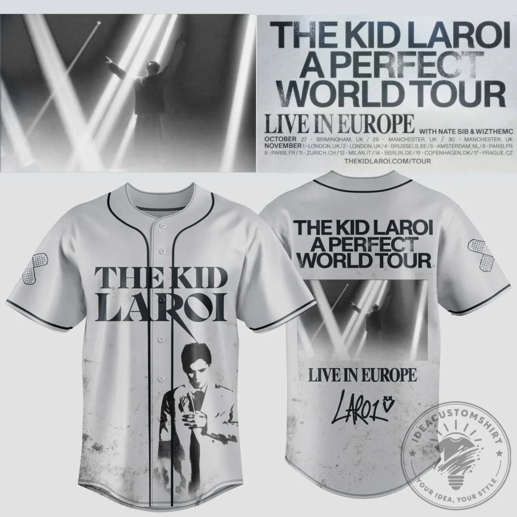 Baseball Jersey for The Kid Laroi's A Perfect World Tour in Europe Live Baseball Jersey for The Kid Laroi's A Perfect World Tour in Europe Live