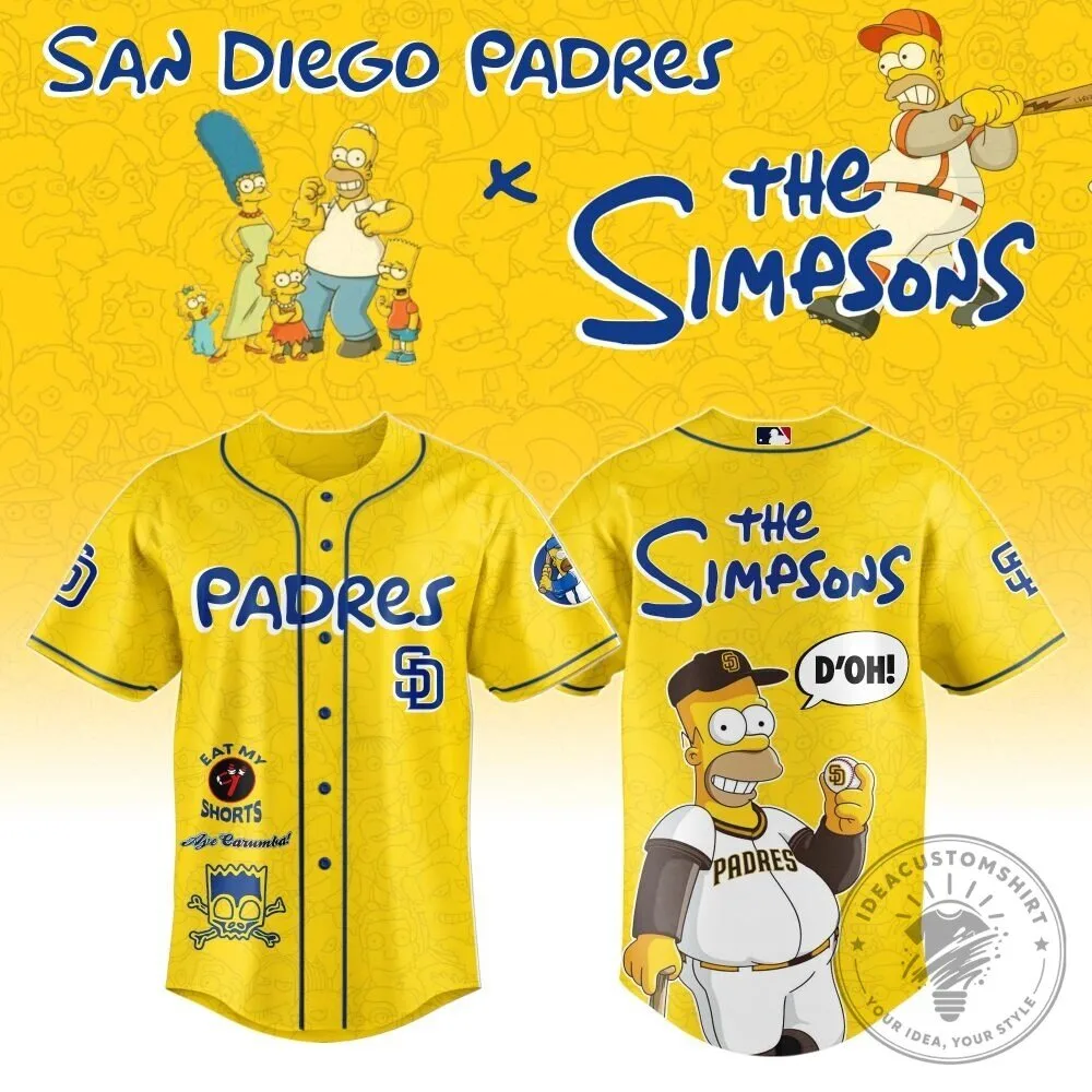 Homer Simpson Baseball Jersey for San Diego Padres from The Simpsons