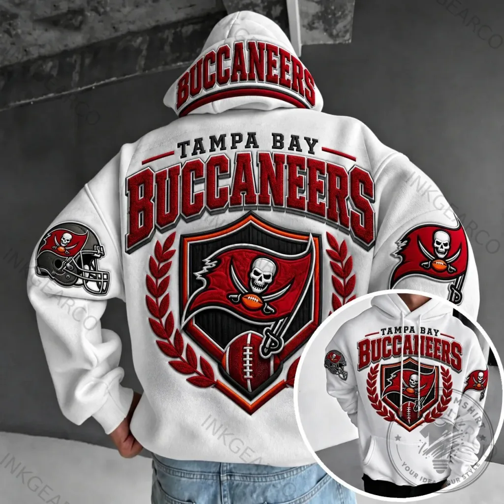 Tampa Bay Buccaneers American Football Team Logo White Hoodie Tampa Bay Buccaneers American Football Team Logo White Hoodie