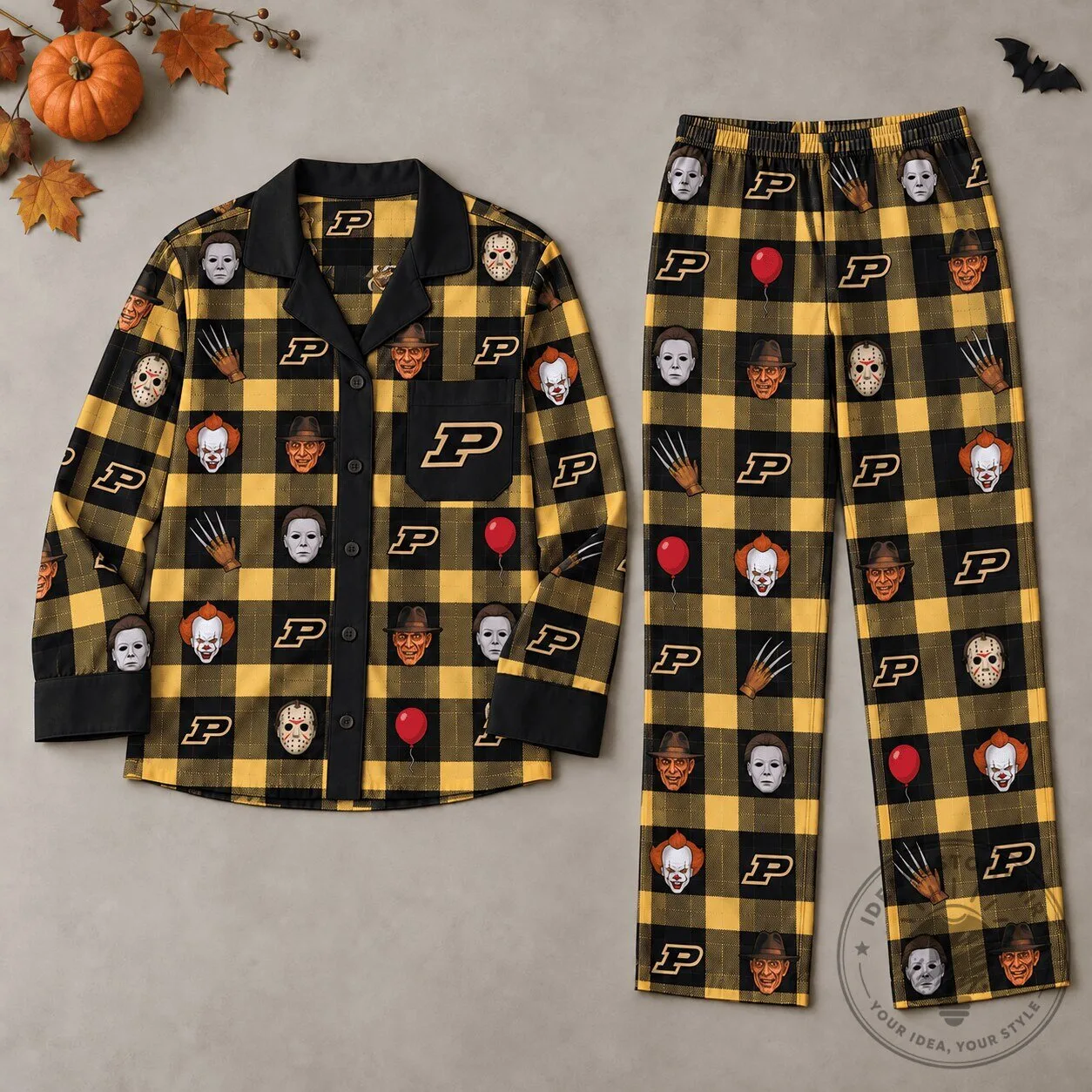 Purdue Boilermakers Halloween Horror Movie Characters Pajamas Set 5 Purdue Boilermakers Halloween Horror Movie Characters Pajamas Set