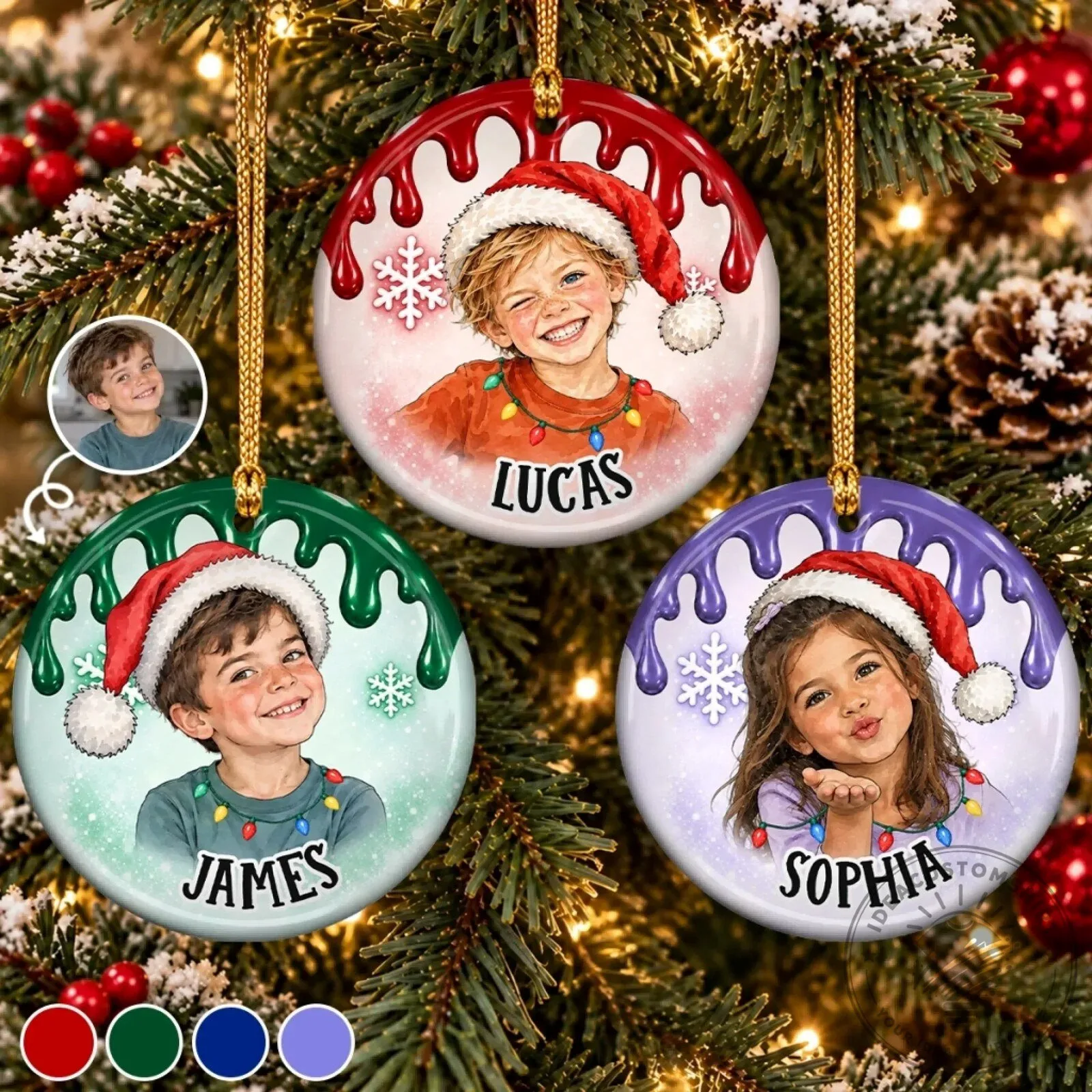 Personalized Photo Santa Portrait Christmas Keepsake Ornament for Kids 12 Personalized Photo Santa Portrait Christmas Keepsake Ornament for Kids