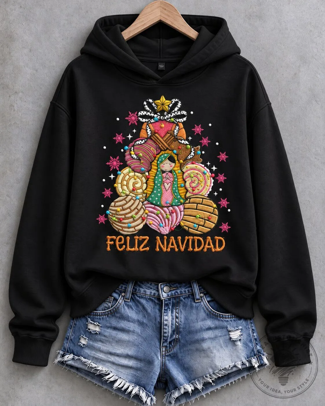 Our Lady of Guadalupe Mexican Conchas Feliz Navidad Christmas Hoodie 2 Our Lady of Guadalupe Mexican Conchas Feliz Navidad Christmas Hoodie