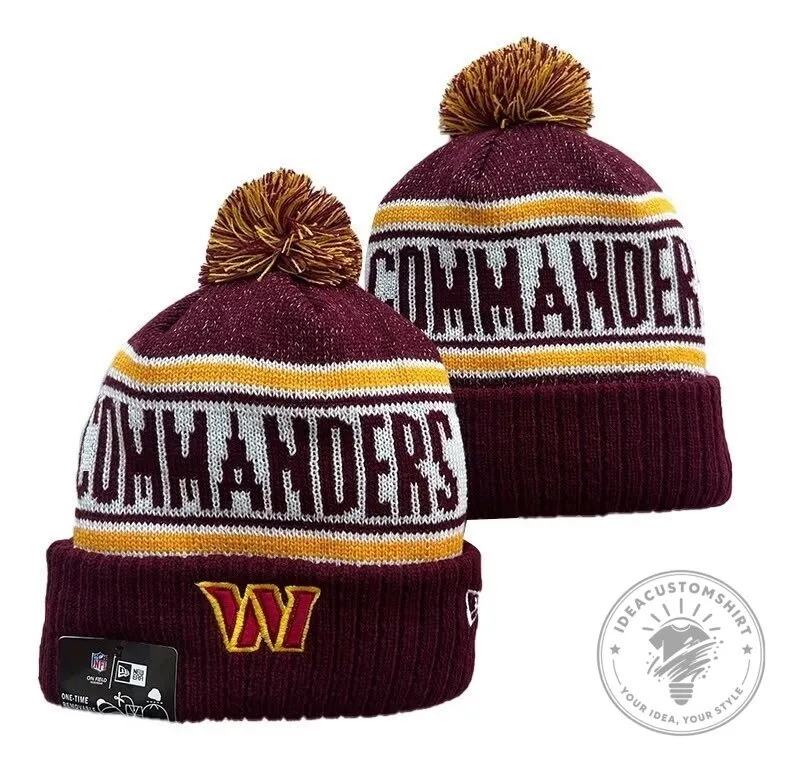Washington Commanders NFL Knit Beanie Winter Pom Hat 2 Washington Commanders NFL Knit Beanie Winter Pom Hat