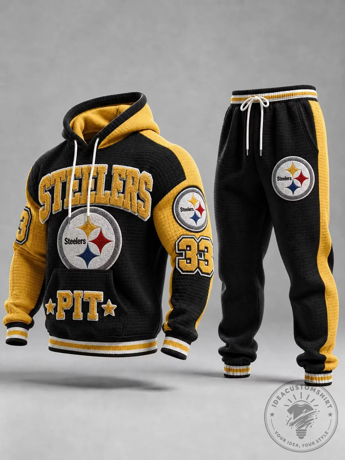 Pittsburgh Steelers Black and Gold Football Team Embroidered Hoodie 1 Pittsburgh Steelers Black and Gold Football Team Embroidered Hoodie