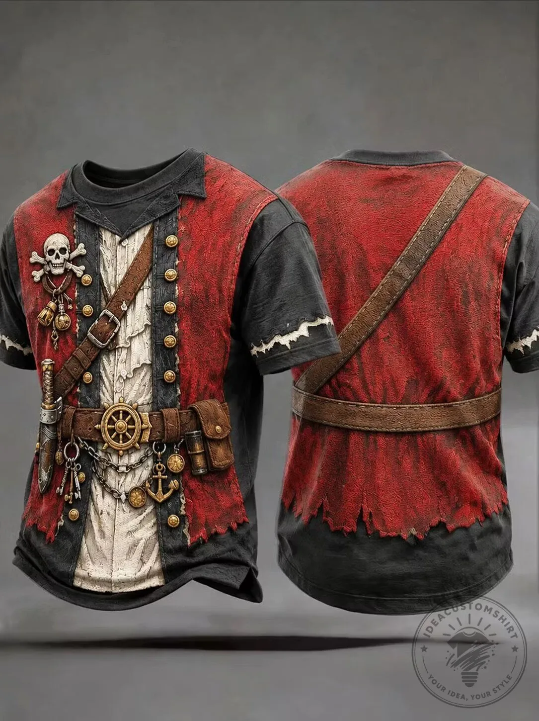 Vintage Pirate Costume Graphic Print Men's Short Sleeve T-Shirt 2 Vintage Pirate Costume Graphic Print Men's Short Sleeve T-Shirt