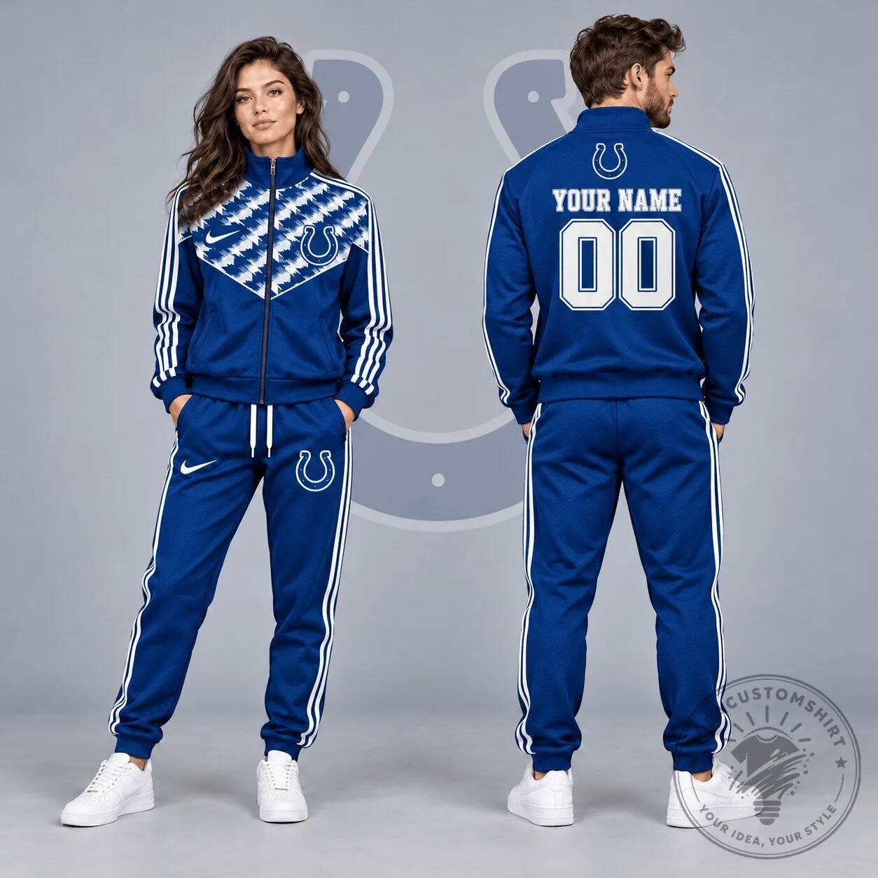 Indianapolis Colts Custom Name and Number Royal Blue Tracksuit Jacket
