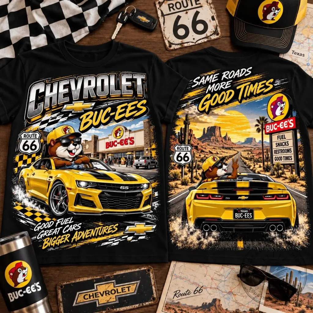 Buc-ee's Chevrolet Route 66 Adventure Black T-Shirt 31 Buc-ee's Chevrolet Route 66 Adventure Black T-Shirt