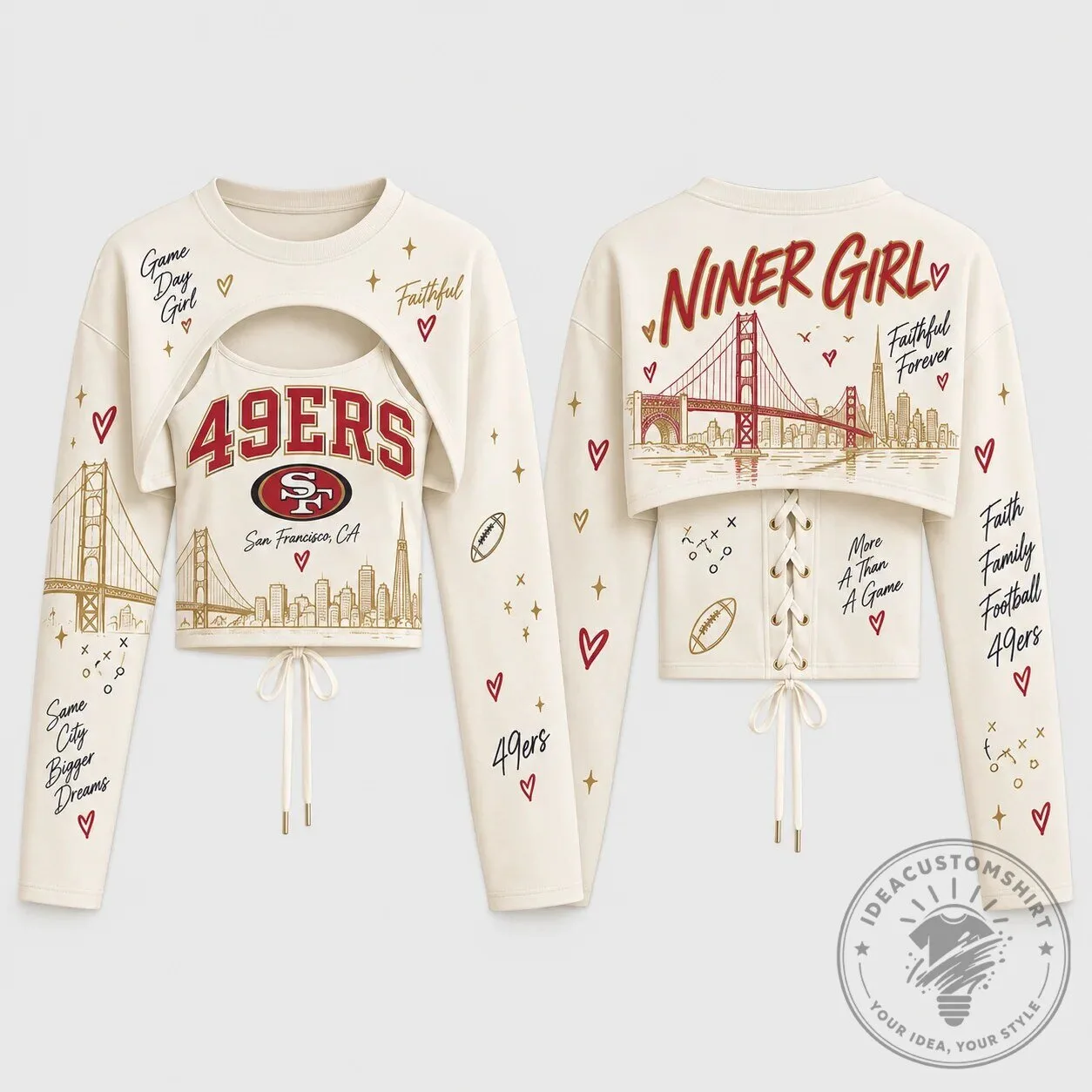San Francisco 49ers Niner Girl Cropped Shrug and Cami Set 1 San Francisco 49ers Niner Girl Cropped Shrug and Cami Set