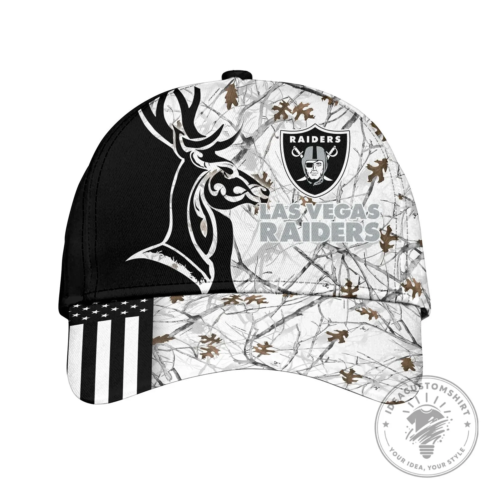 Las Vegas Raiders Deer Hunting Camouflage American Flag Cap Hat 1 Las Vegas Raiders Deer Hunting Camouflage American Flag Cap Hat