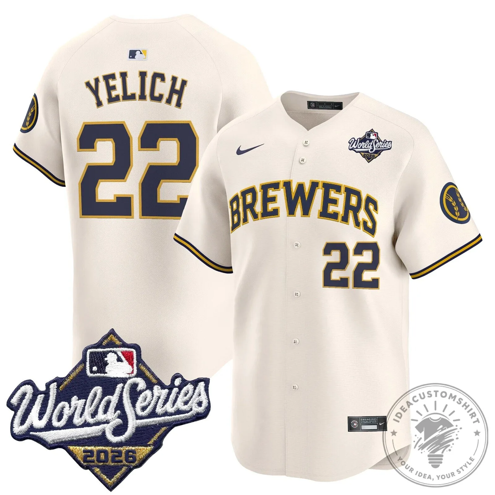 Milwaukee Brewers Christian Yelich 2026 World Series Baseball Jersey