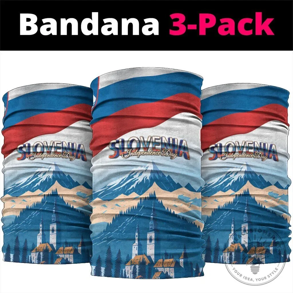 Slovenia Independence Day Lake Bled Julian Alps Landscape Neck Gaiter Bandana
