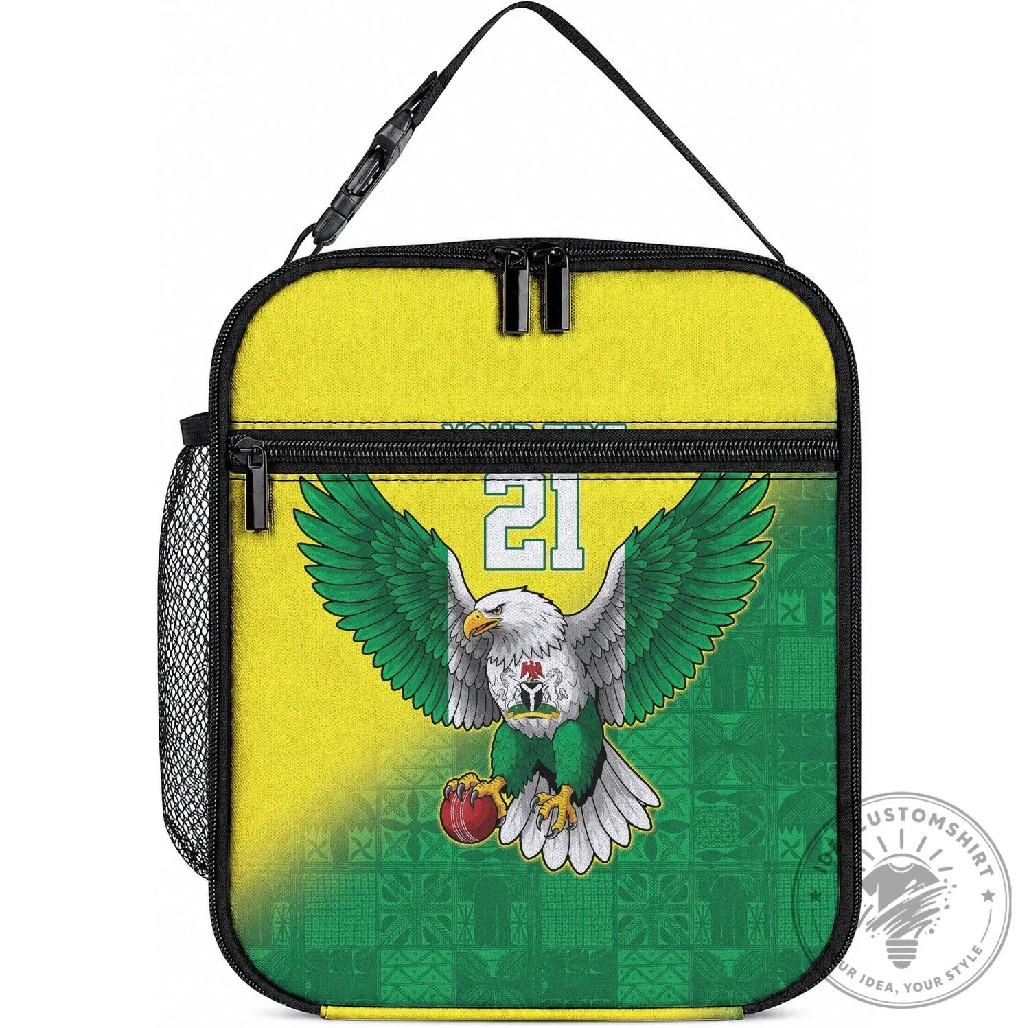 Nigeria Cricket Team Angry Eagle Flag Motif Insulated Lunch Bag