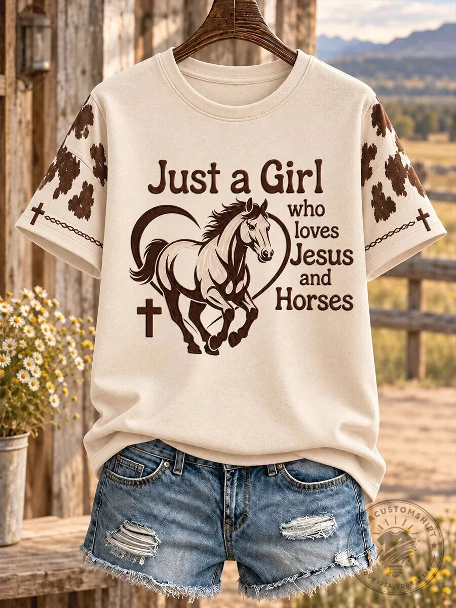 Just a Girl Who Loves Jesus and Horses Christian T-Shirt