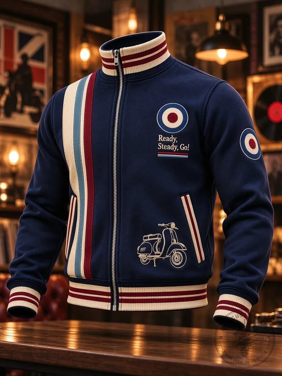 Mod Target Scooter Ready Steady Go Retro Style Bomber Jacket