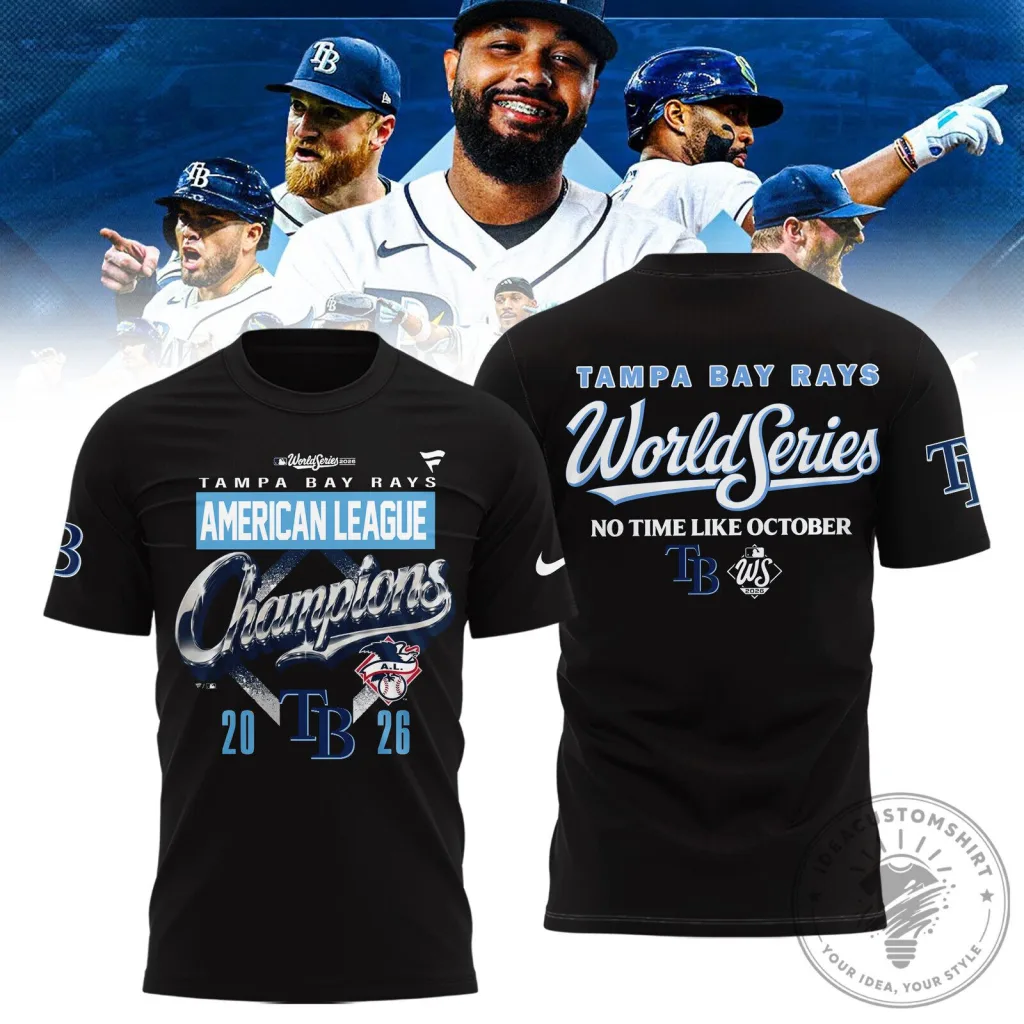 Tampa Bay Rays American League Champions 2026 World Series Black T-Shirt Tampa Bay Rays American League Champions 2026 World Series Black T-Shirt