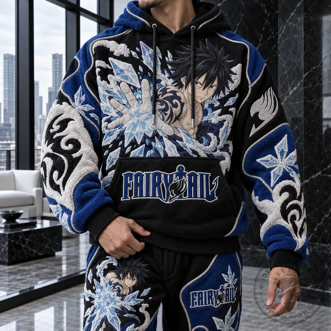 Fairy Tail Gray Fullbuster Ice Magic Anime Embroidered Fleece Hoodie 3 Fairy Tail Gray Fullbuster Ice Magic Anime Embroidered Fleece Hoodie
