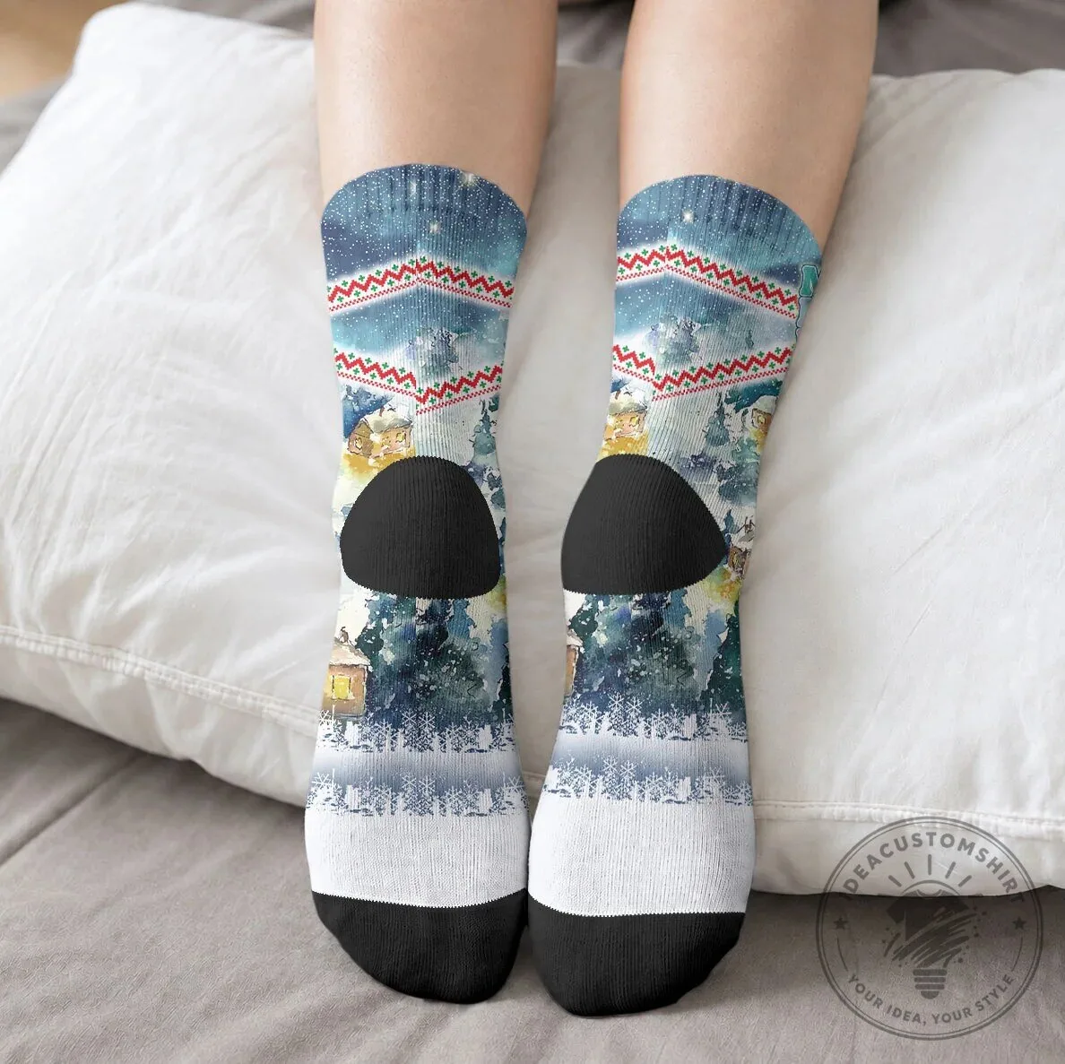 Vintage Santa Claus Christmas Winter Wonderland Crew Socks 10 Vintage Santa Claus Christmas Winter Wonderland Crew Socks