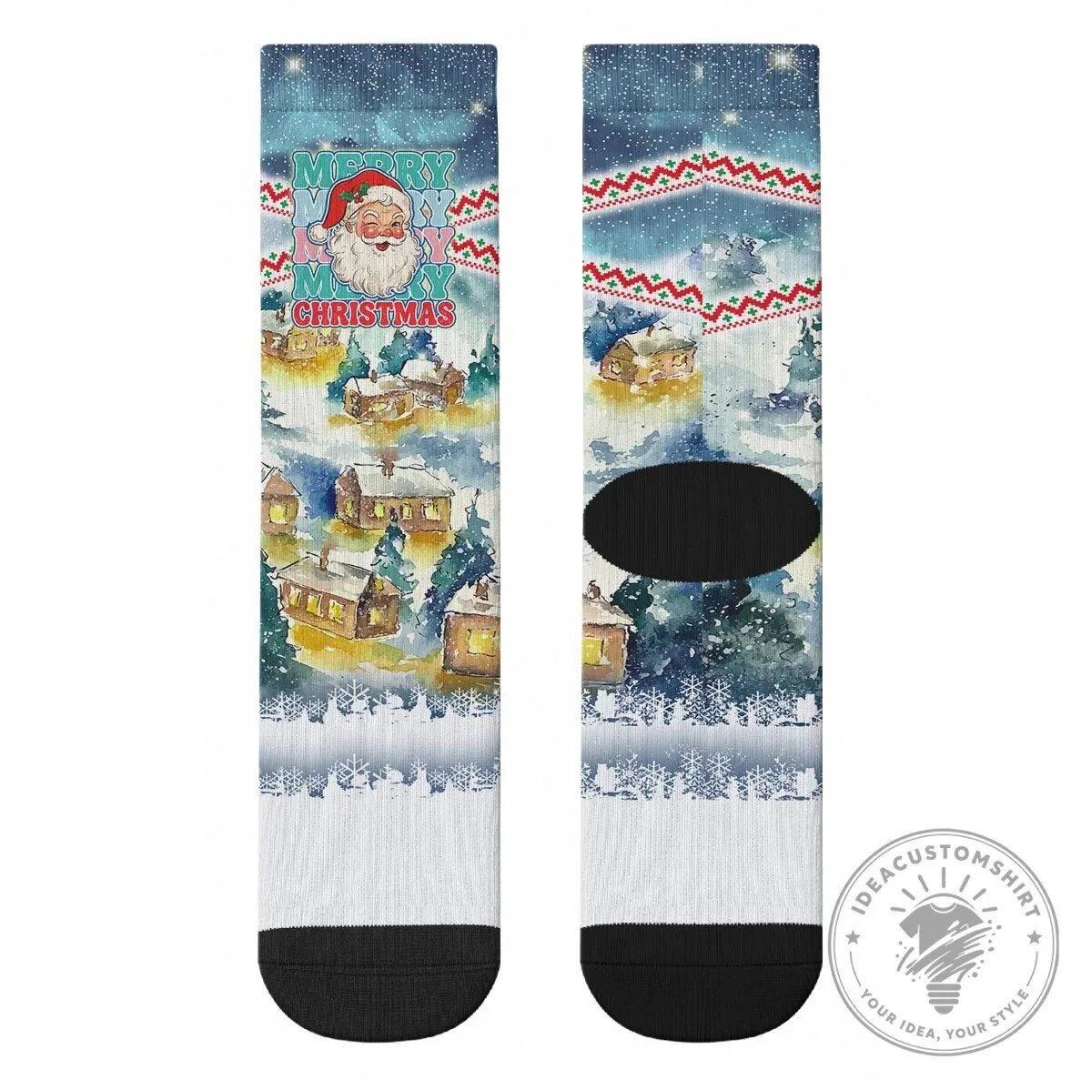 Vintage Santa Claus Christmas Winter Wonderland Crew Socks 11 Vintage Santa Claus Christmas Winter Wonderland Crew Socks