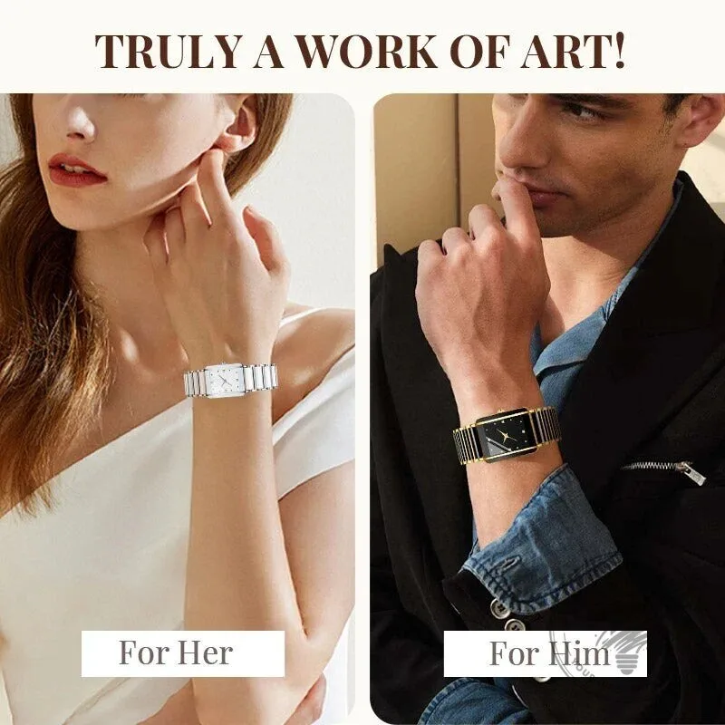 Elegant Black Ceramic Square Quartz Watch for Couples, Men and Women 22 Elegant Black Ceramic Square Quartz Watch for Couples, Men and Women