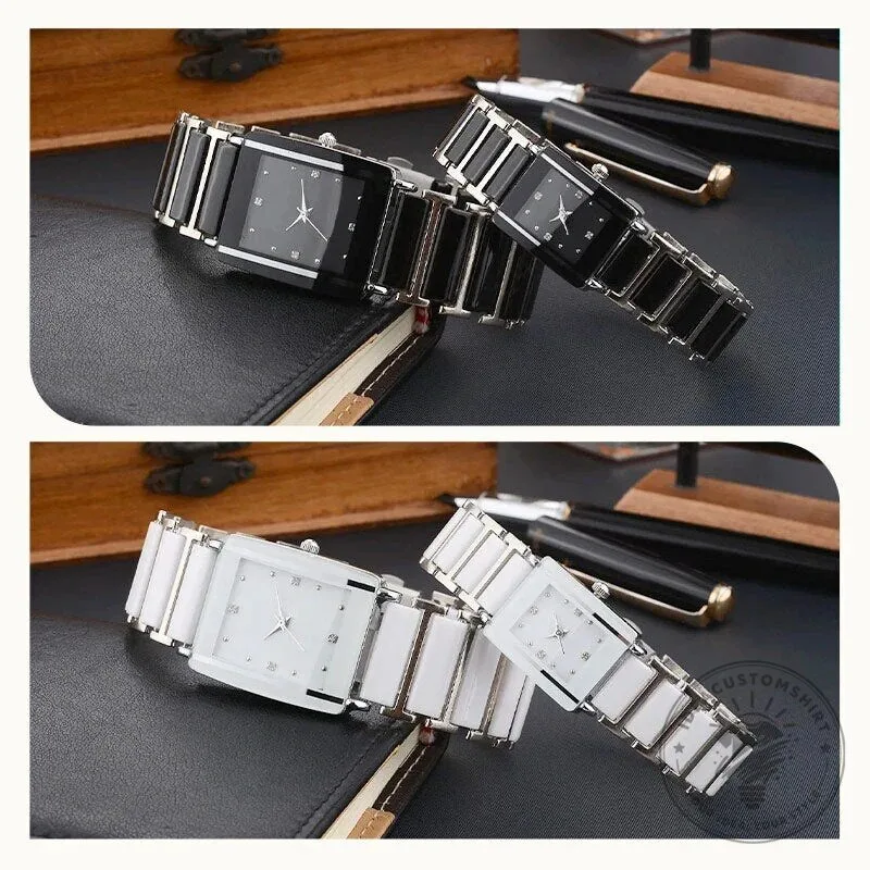 Elegant Black Ceramic Square Quartz Watch for Couples, Men and Women 28 Elegant Black Ceramic Square Quartz Watch for Couples, Men and Women