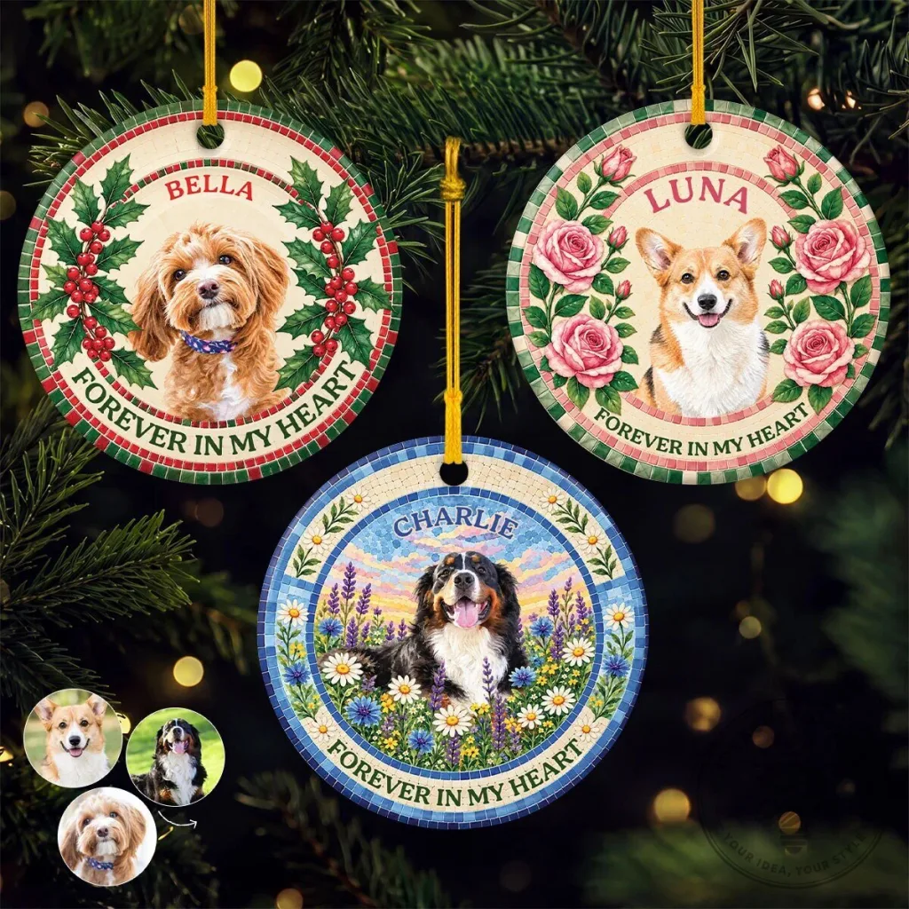 Forever In My Heart Pet Photo Memorial Ceramic Christmas Ornament Forever In My Heart Pet Photo Memorial Ceramic Christmas Ornament