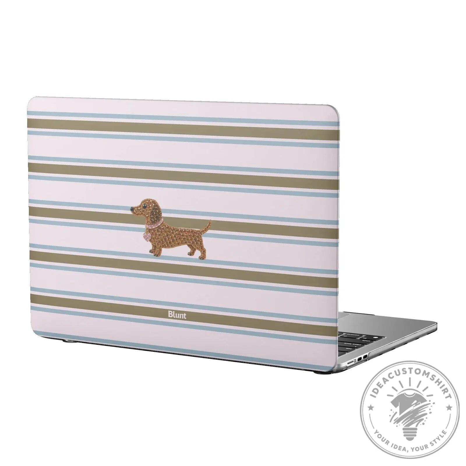 Dachshund Dog Rhinestone Striped MacBook Air Laptop Hard Case Cover